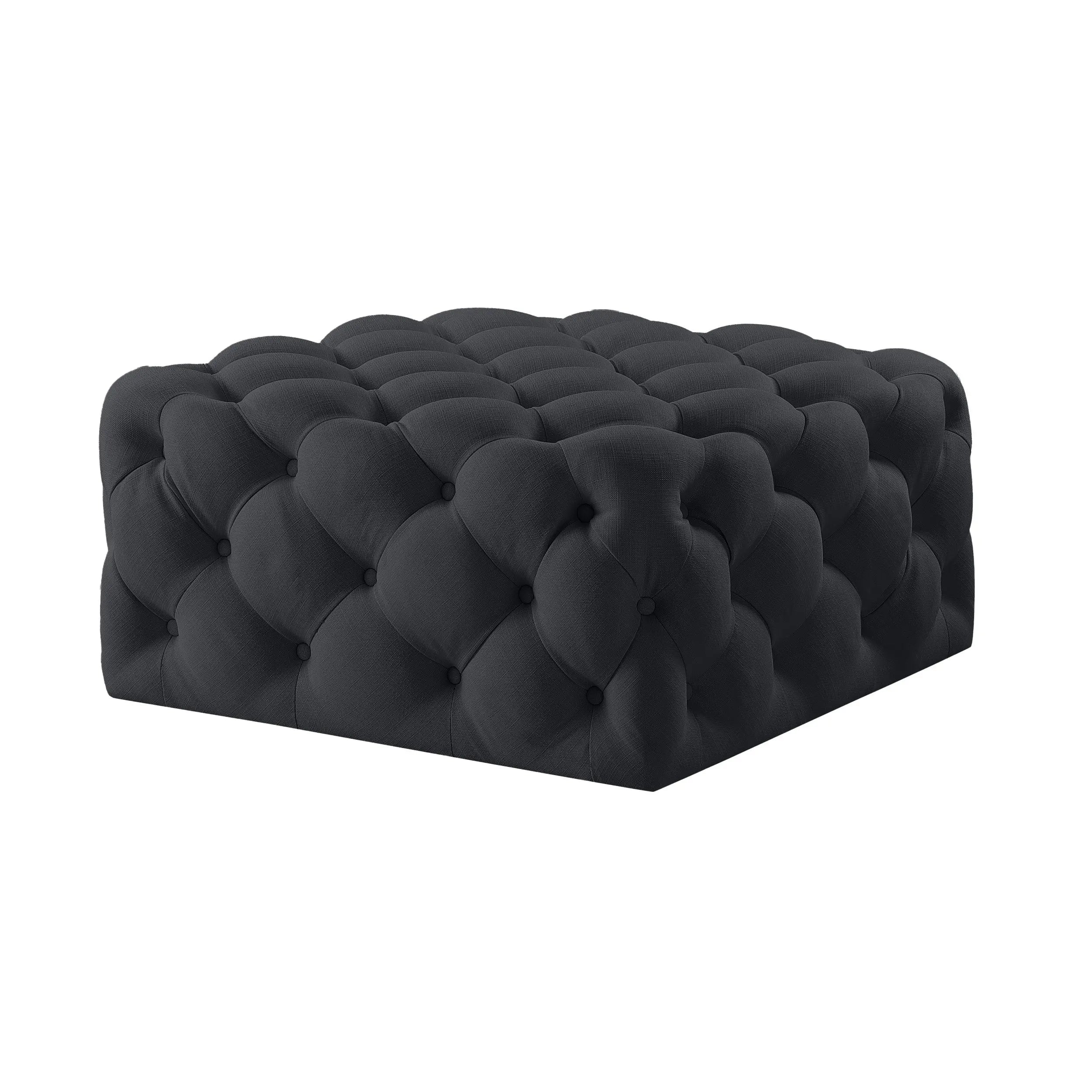 33" Black Velvet Rolling Tufted Cocktail Ottoman Homeroots Living Room
