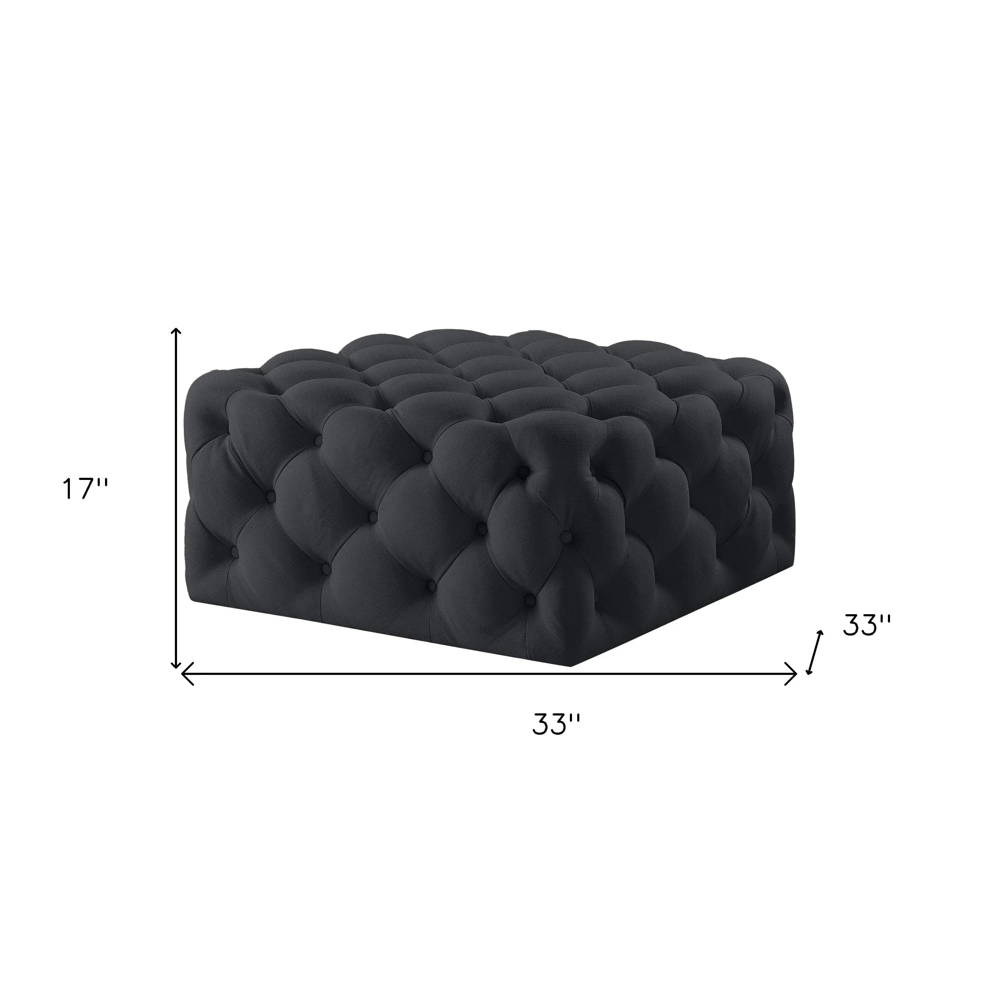 33" Black Velvet Rolling Tufted Cocktail Ottoman Homeroots Living Room