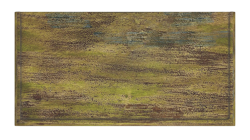 33" Brown and Green Wood Distressed Coffee Table Homeroots Living Room