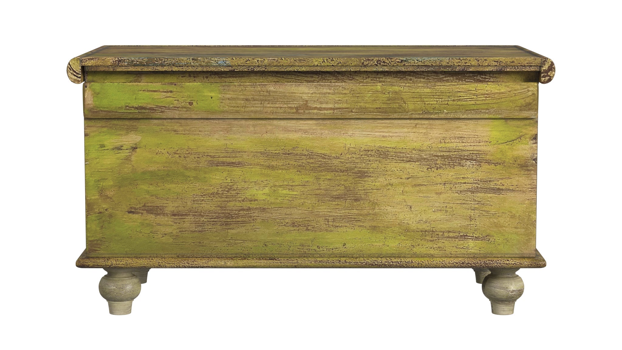 33" Brown and Green Wood Distressed Coffee Table Homeroots Living Room