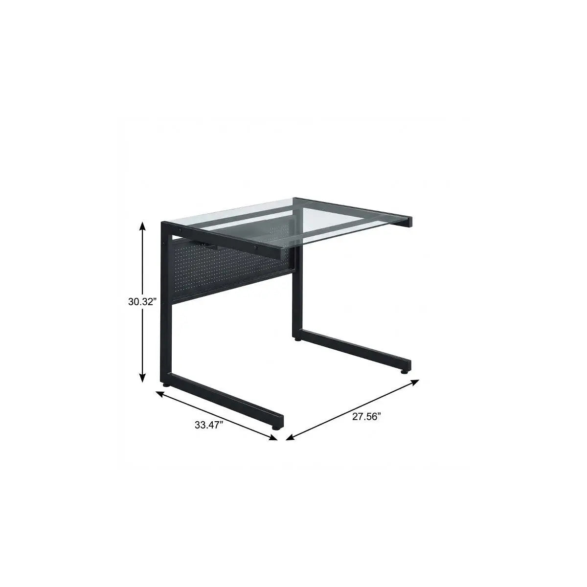 33" Clear and Black Glass and Stainless Steel Writing Desk Homeroots Office
