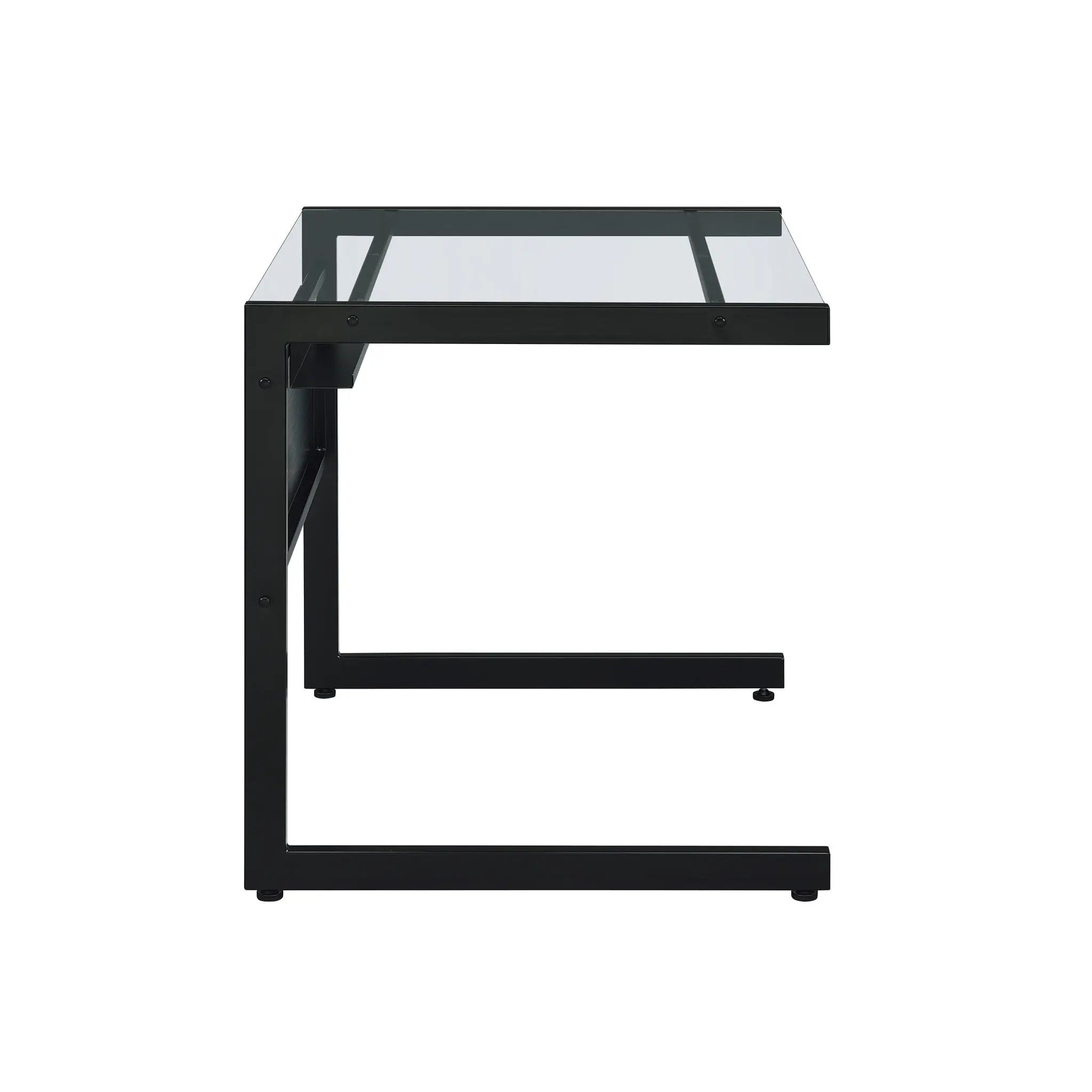 33" Clear and Black Glass and Stainless Steel Writing Desk Homeroots Office
