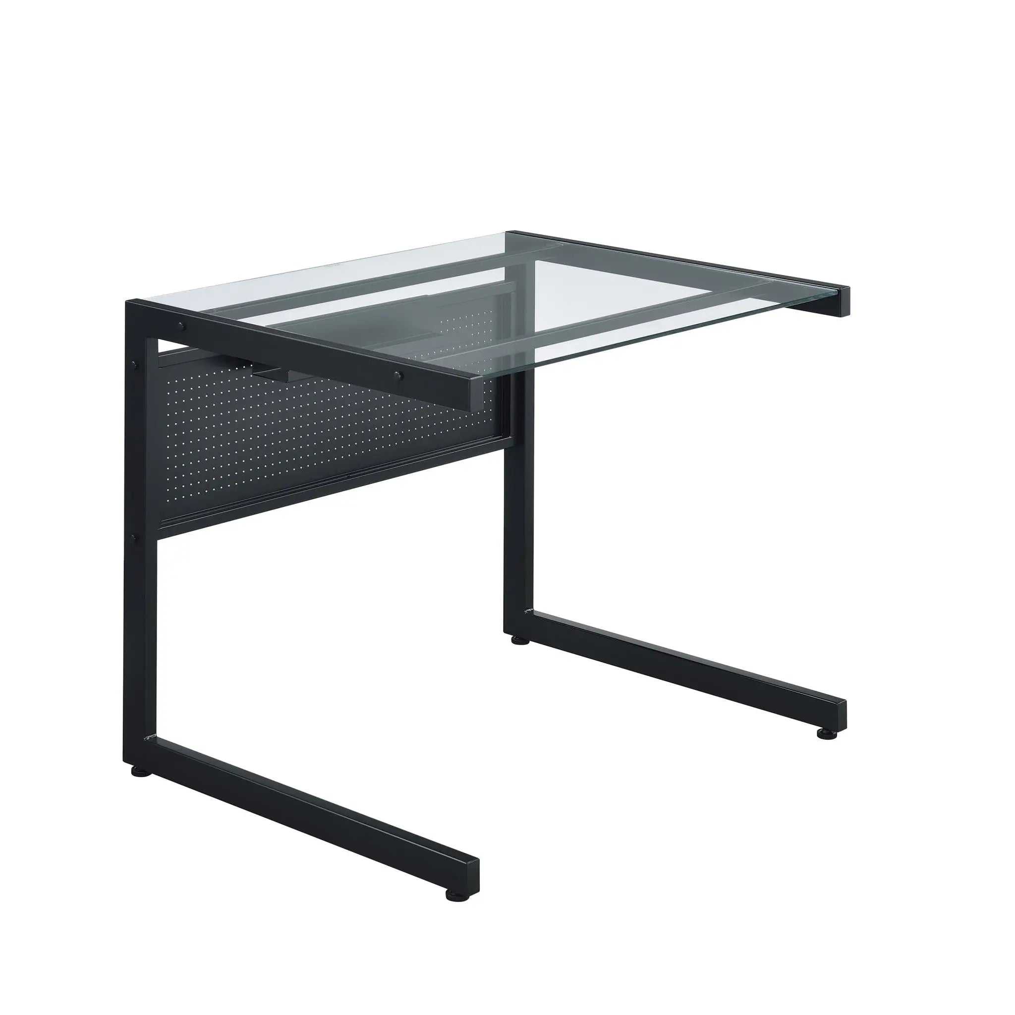 33" Clear and Black Glass and Stainless Steel Writing Desk Homeroots Office