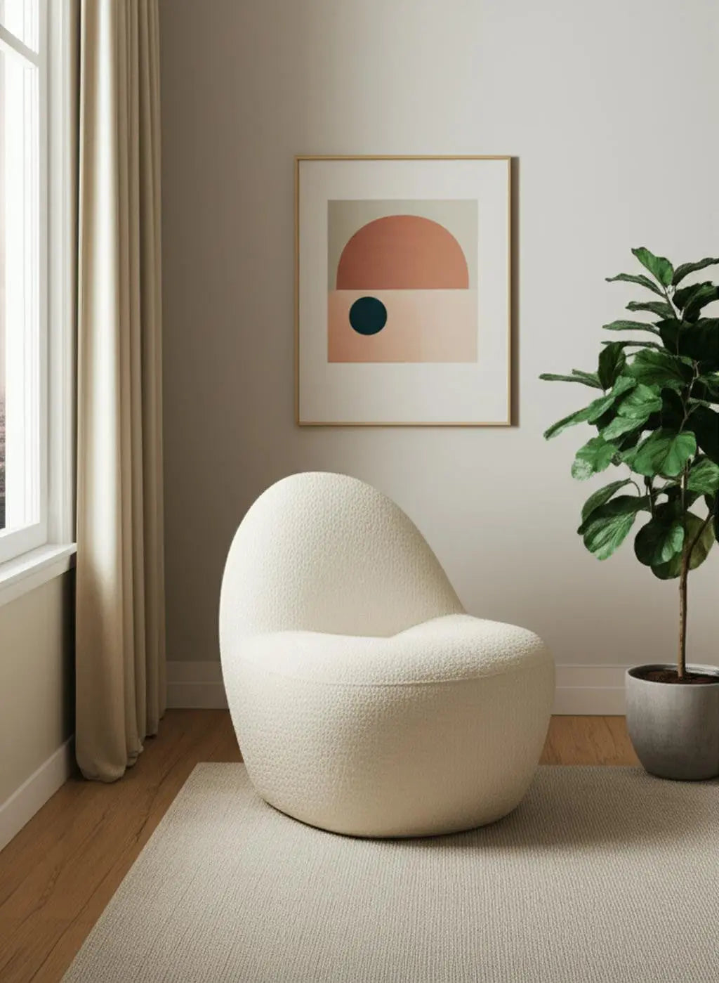 33" Cream Boucle Slipper Chair Homeroots Living Room