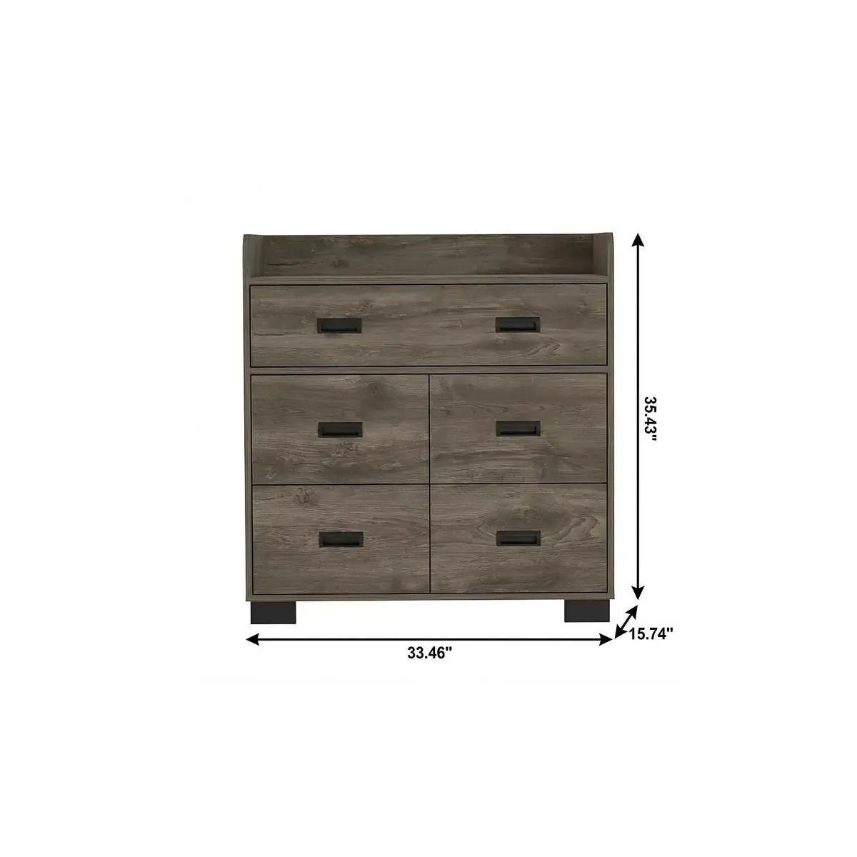33" Dark Brown Wood Five Drawer Double Dresser Homeroots Bed & Bath
