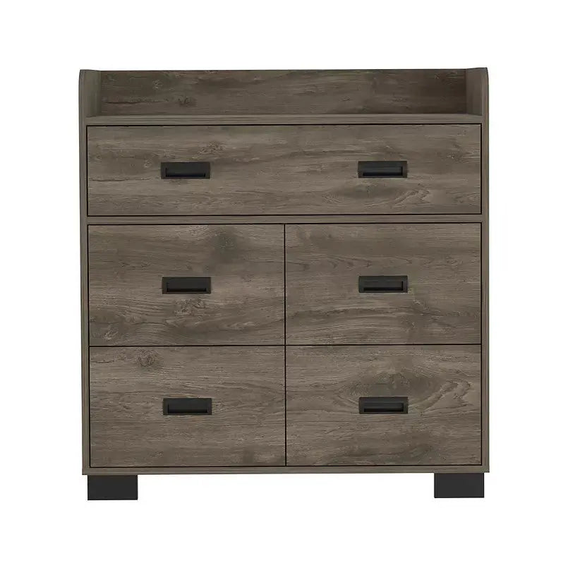 33" Dark Brown Wood Five Drawer Double Dresser Homeroots Bed & Bath