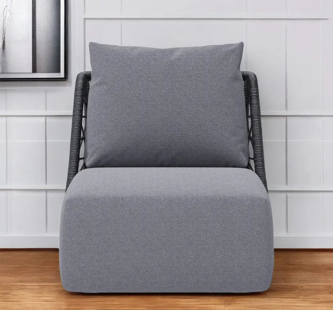 33" Gray Outdoor Accent Chair with Gray Cushions Homeroots Outdoor