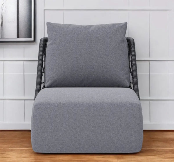 33" Gray Outdoor Accent Chair with Gray Cushions Homeroots Outdoor