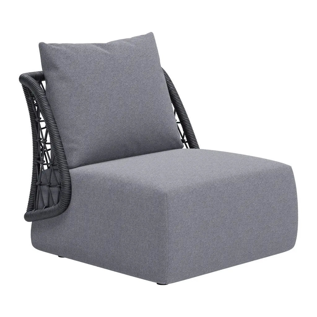 33" Gray Outdoor Accent Chair with Gray Cushions Homeroots Outdoor