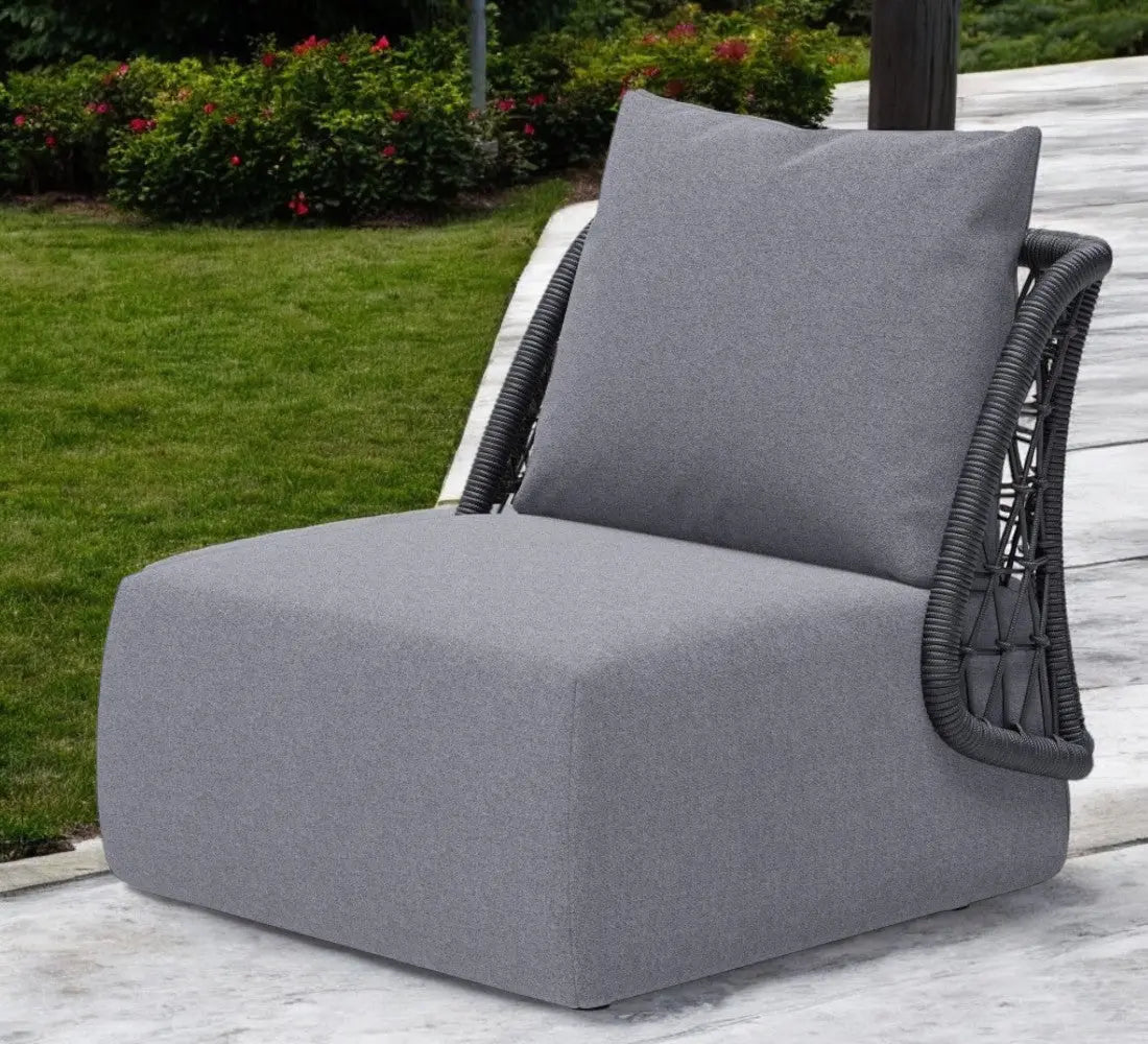 33" Gray Outdoor Accent Chair with Gray Cushions Homeroots Outdoor
