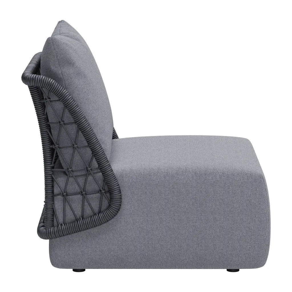 33" Gray Outdoor Accent Chair with Gray Cushions Homeroots Outdoor