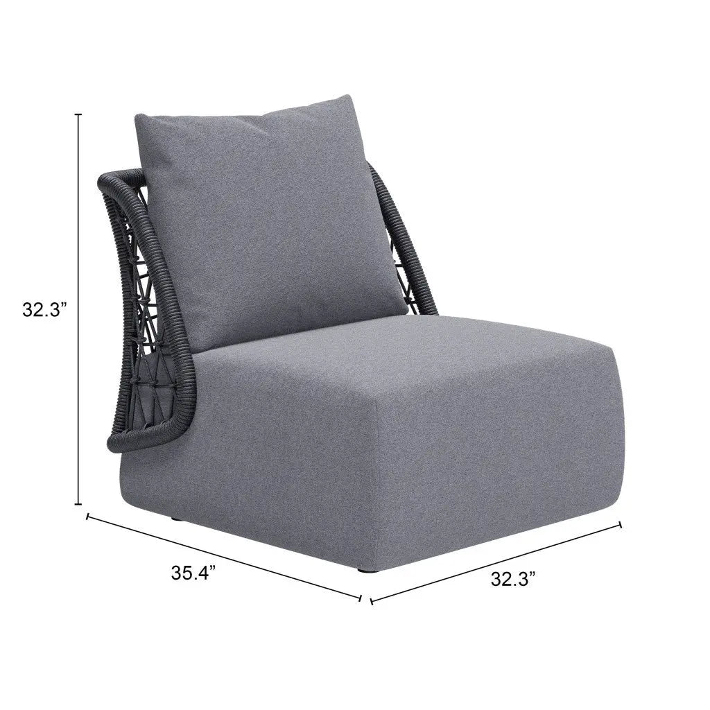 33" Gray Outdoor Accent Chair with Gray Cushions Homeroots Outdoor
