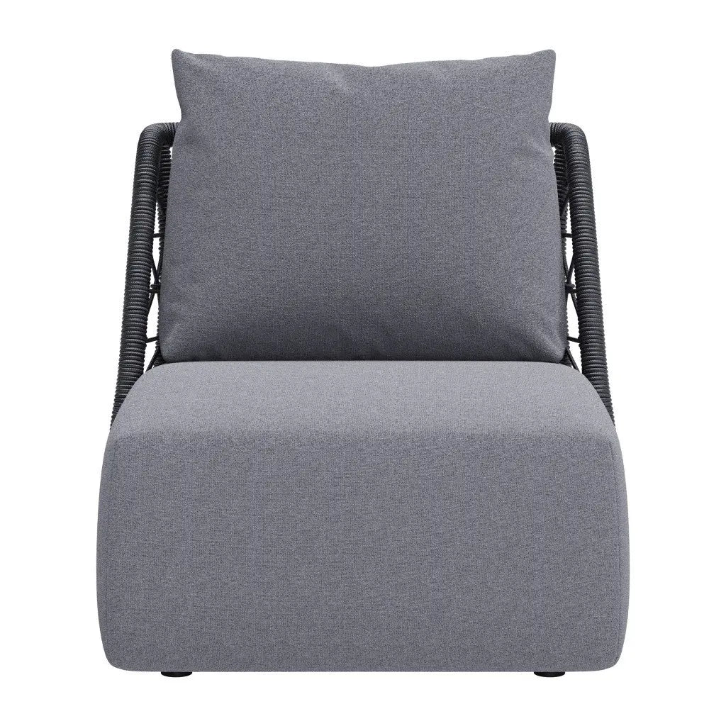 33" Gray Outdoor Accent Chair with Gray Cushions Homeroots Outdoor