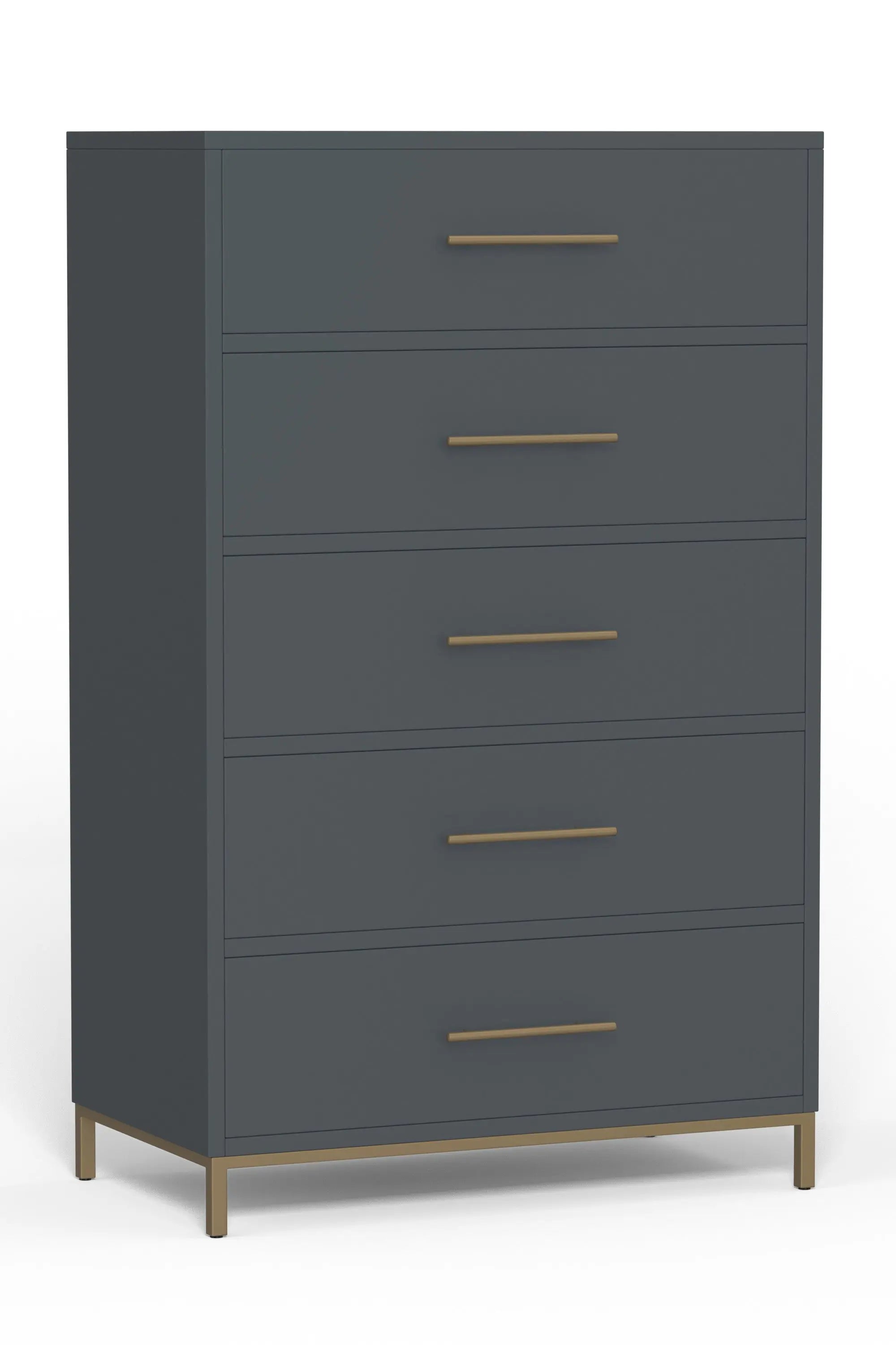 33" Gray Solid Wood Five Drawer Dresser - GreatEagleInc