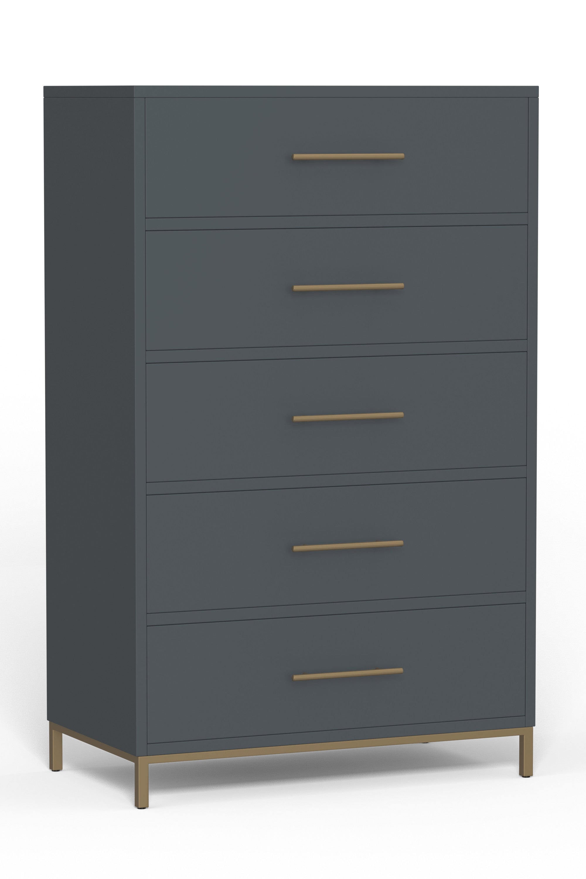 33" Gray Solid Wood Five Drawer Dresser - GreatEagleInc