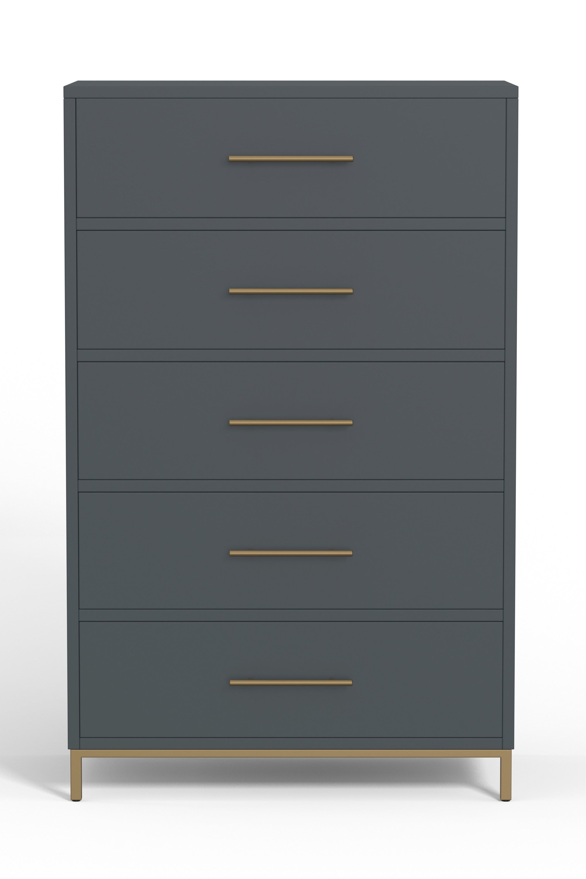 33" Gray Solid Wood Five Drawer Dresser - GreatEagleInc
