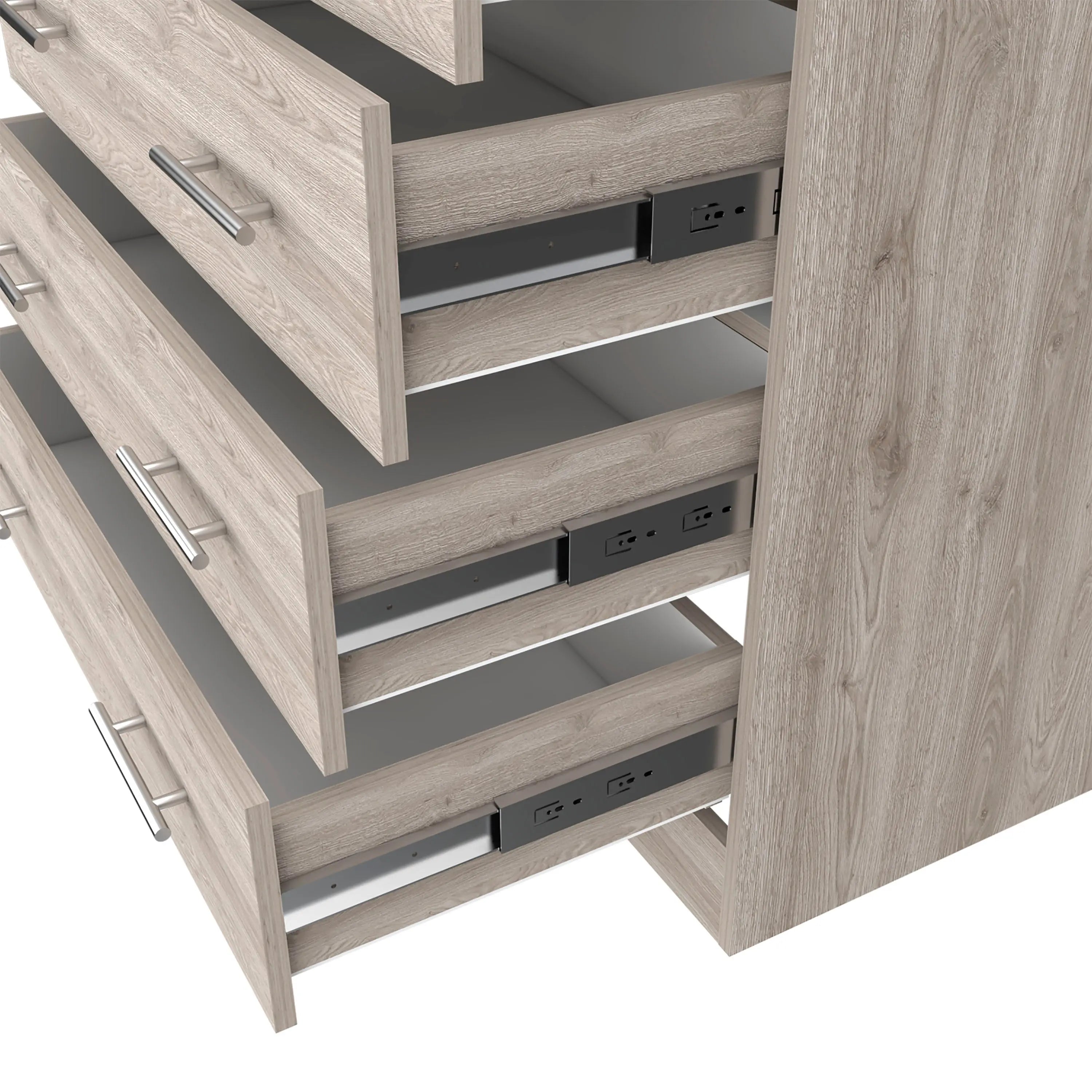 33" Light Gray Four Drawer Standard Chest With Open Shelf Homeroots Bed & Bath