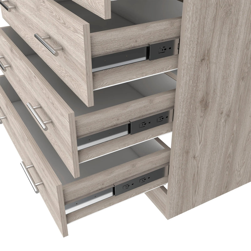 33" Light Gray Four Drawer Standard Chest With Open Shelf Homeroots Bed & Bath