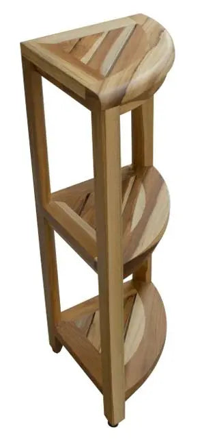 33" Natural Teak Corner Shower Bench With Shelf Homeroots Bed & Bath