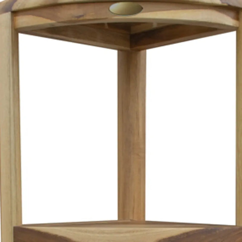 33" Natural Teak Corner Shower Bench With Shelf Homeroots Bed & Bath