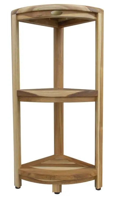 33" Natural Teak Corner Shower Bench With Shelf Homeroots Bed & Bath