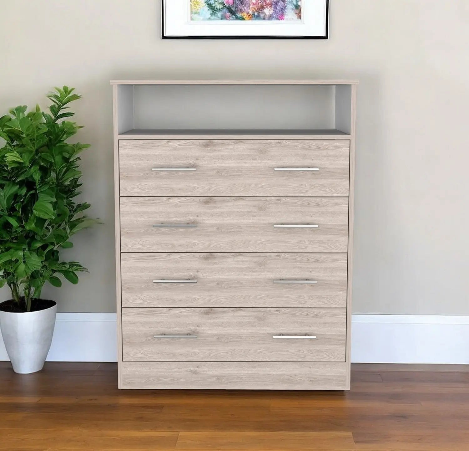 33" Oak Four Drawer Dresser Homeroots Bed & Bath