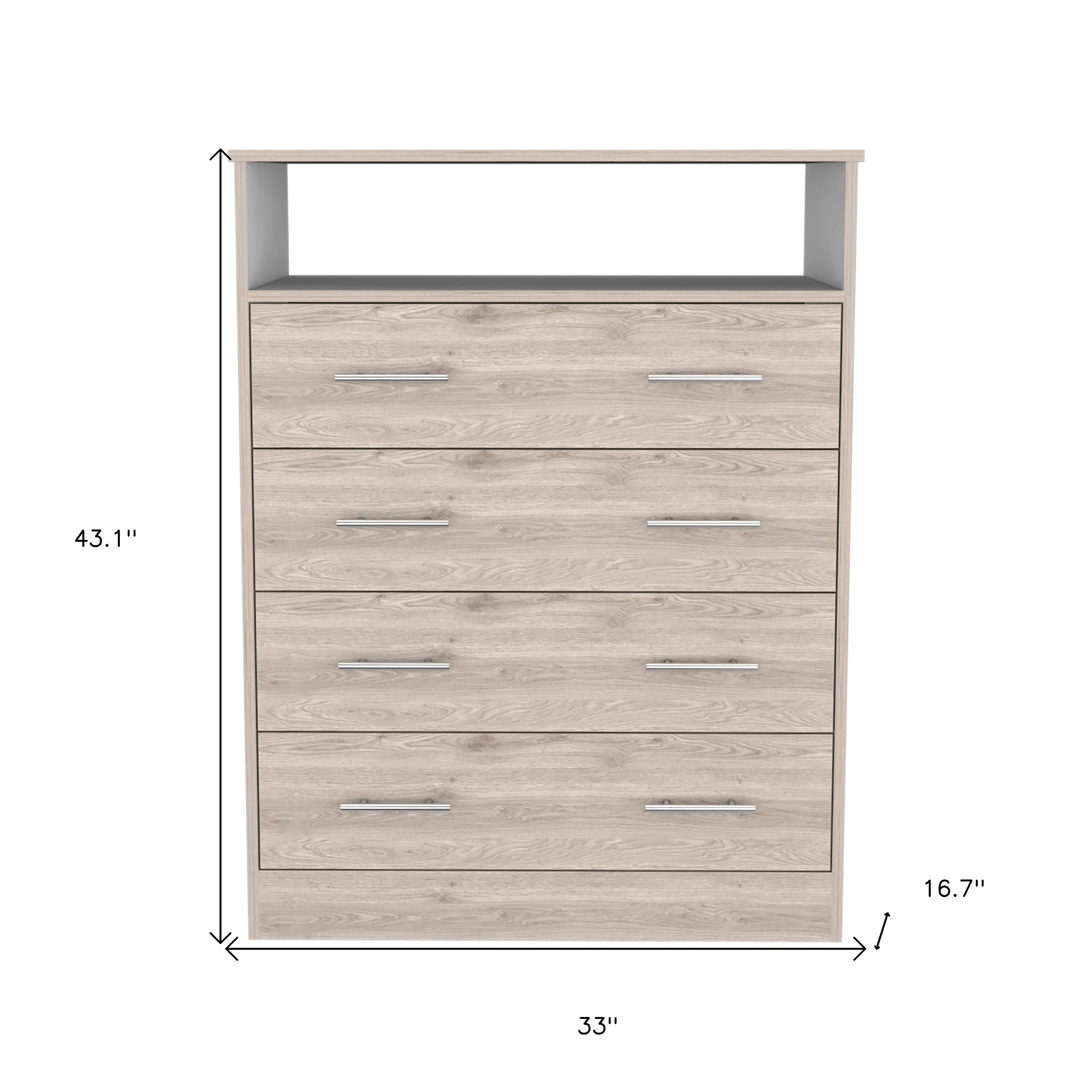 33" Oak Four Drawer Dresser Homeroots Bed & Bath