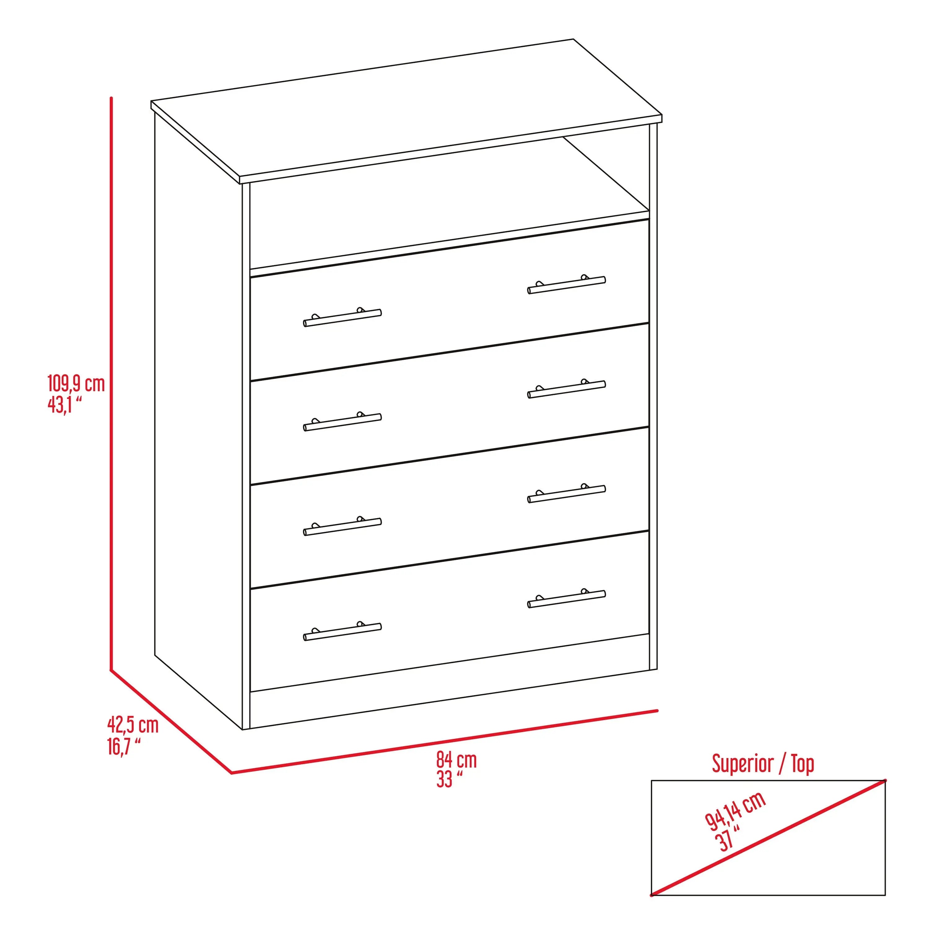33" Oak Four Drawer Dresser Homeroots Bed & Bath