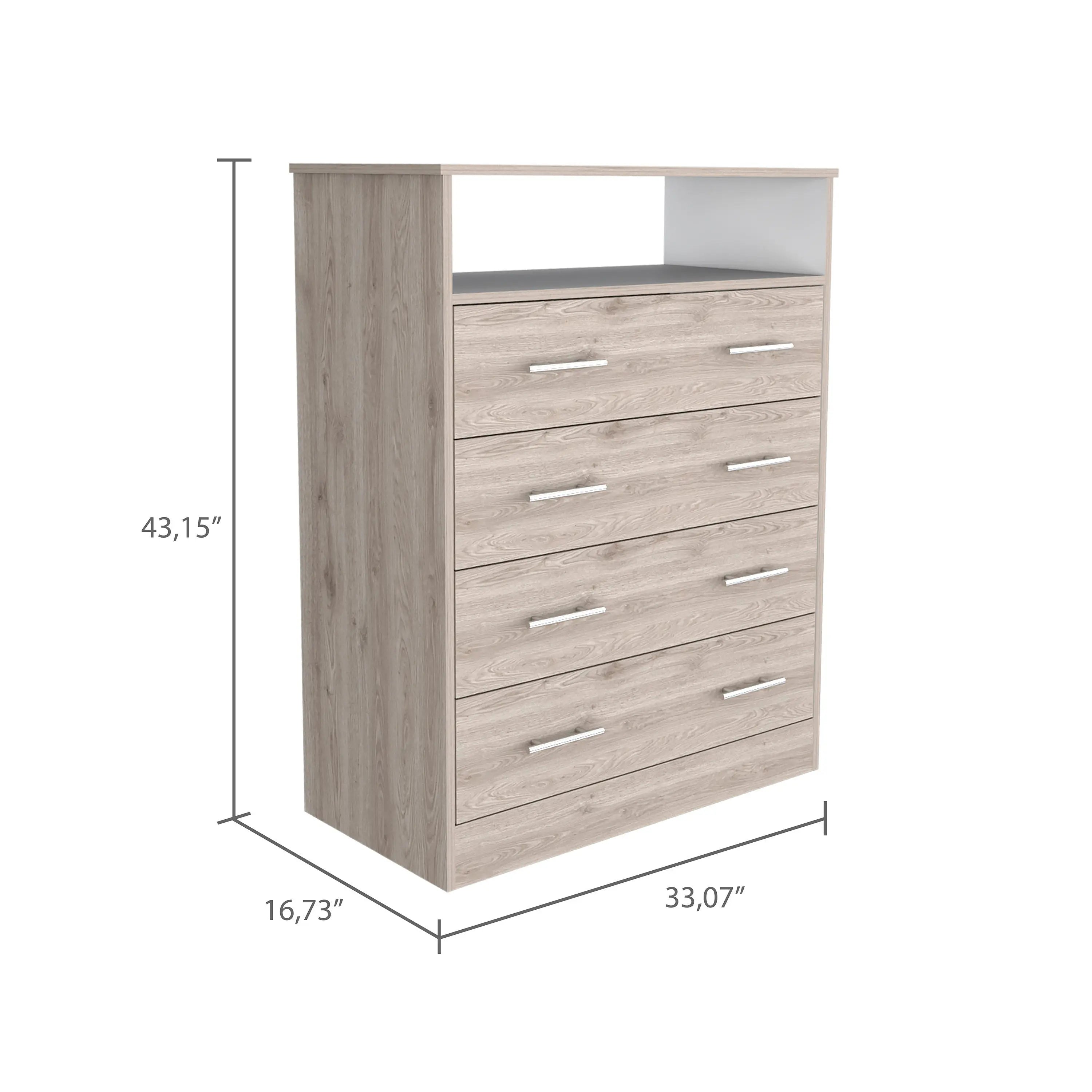 33" Oak Four Drawer Dresser Homeroots Bed & Bath