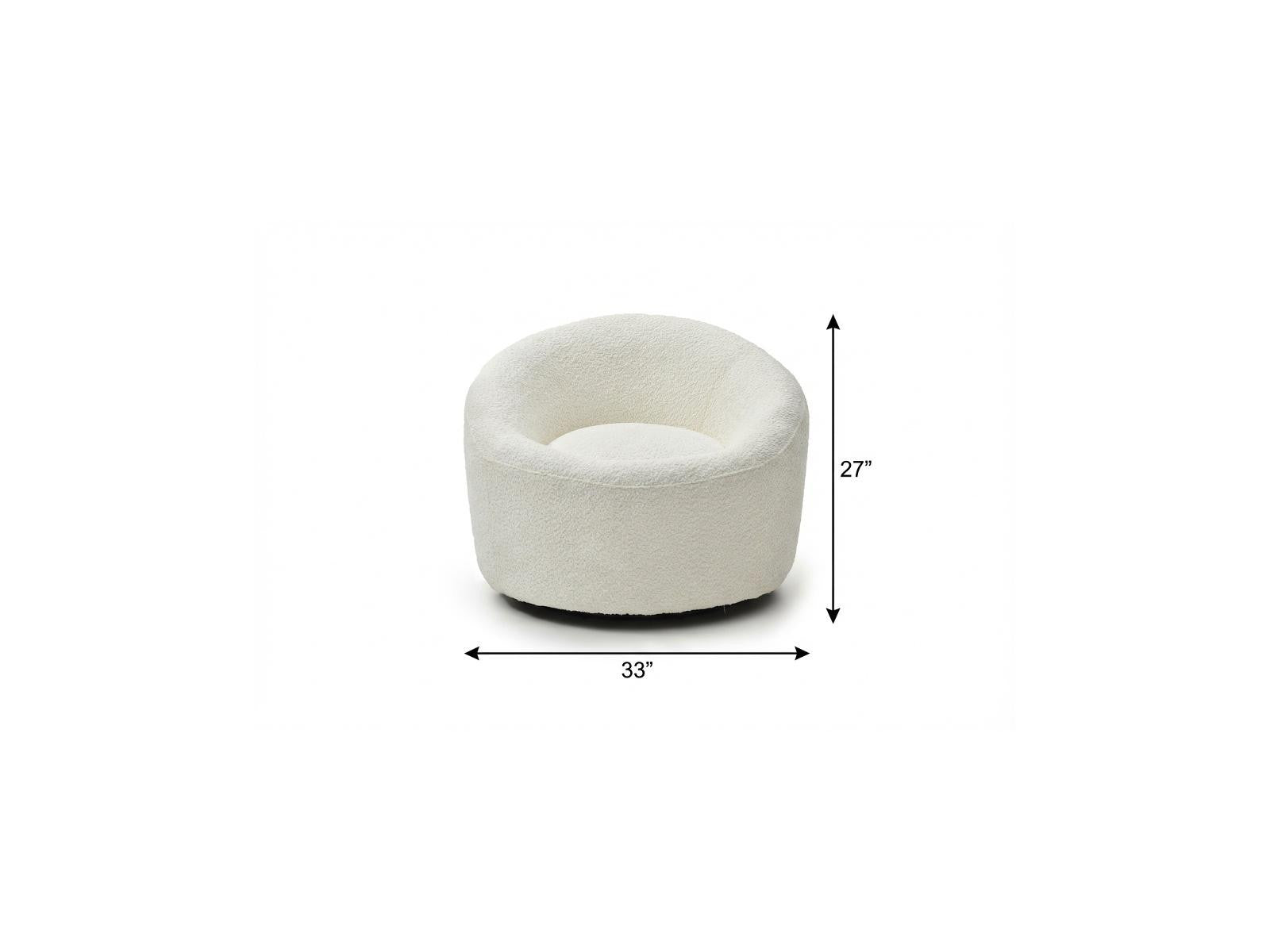 33" White Boucle Swivel Lounge Chair Homeroots Living Room