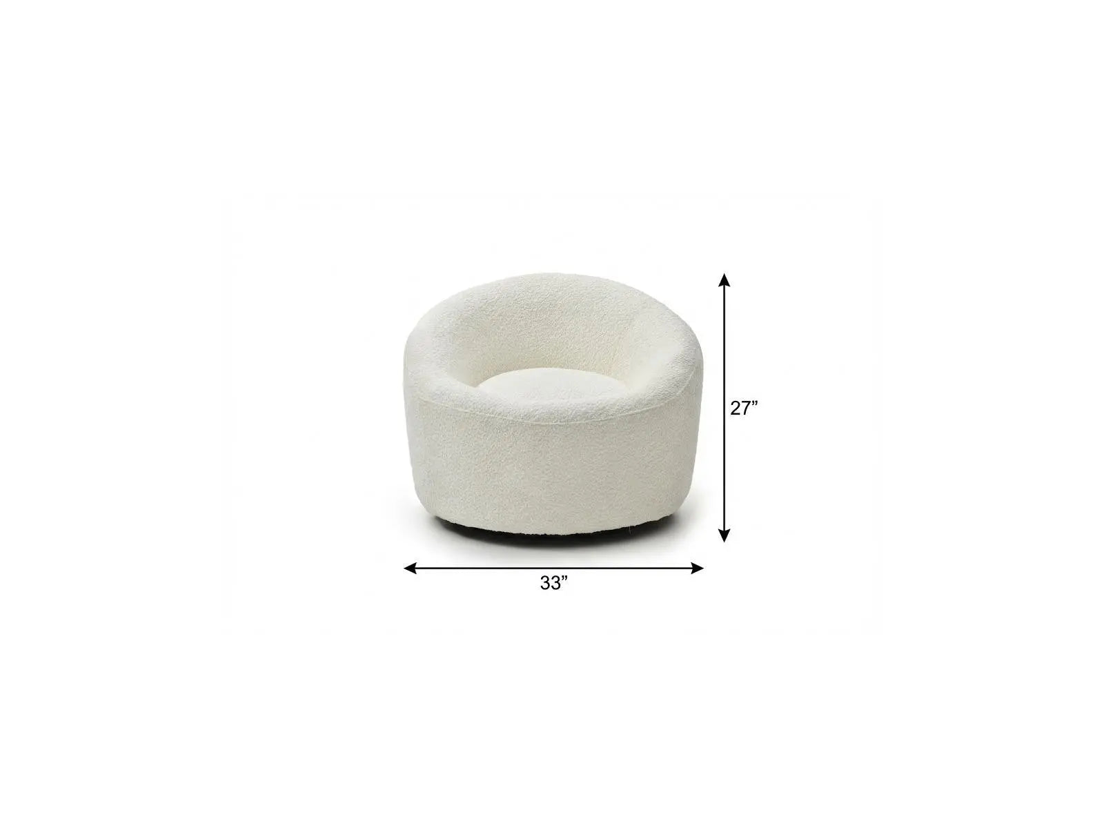 33" White Boucle Swivel Lounge Chair Homeroots Living Room