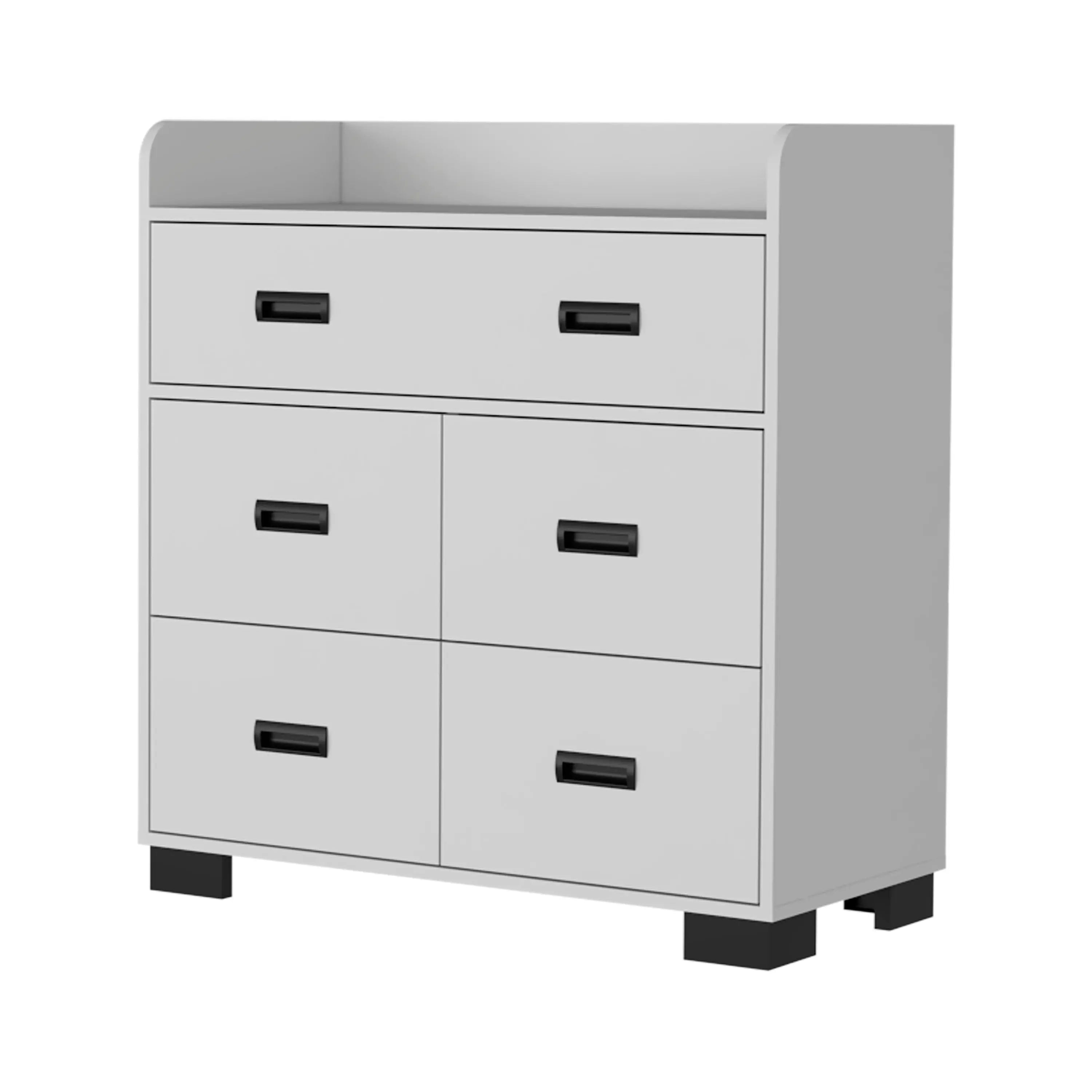 33" White Five Drawer Dresser Homeroots Bed & Bath