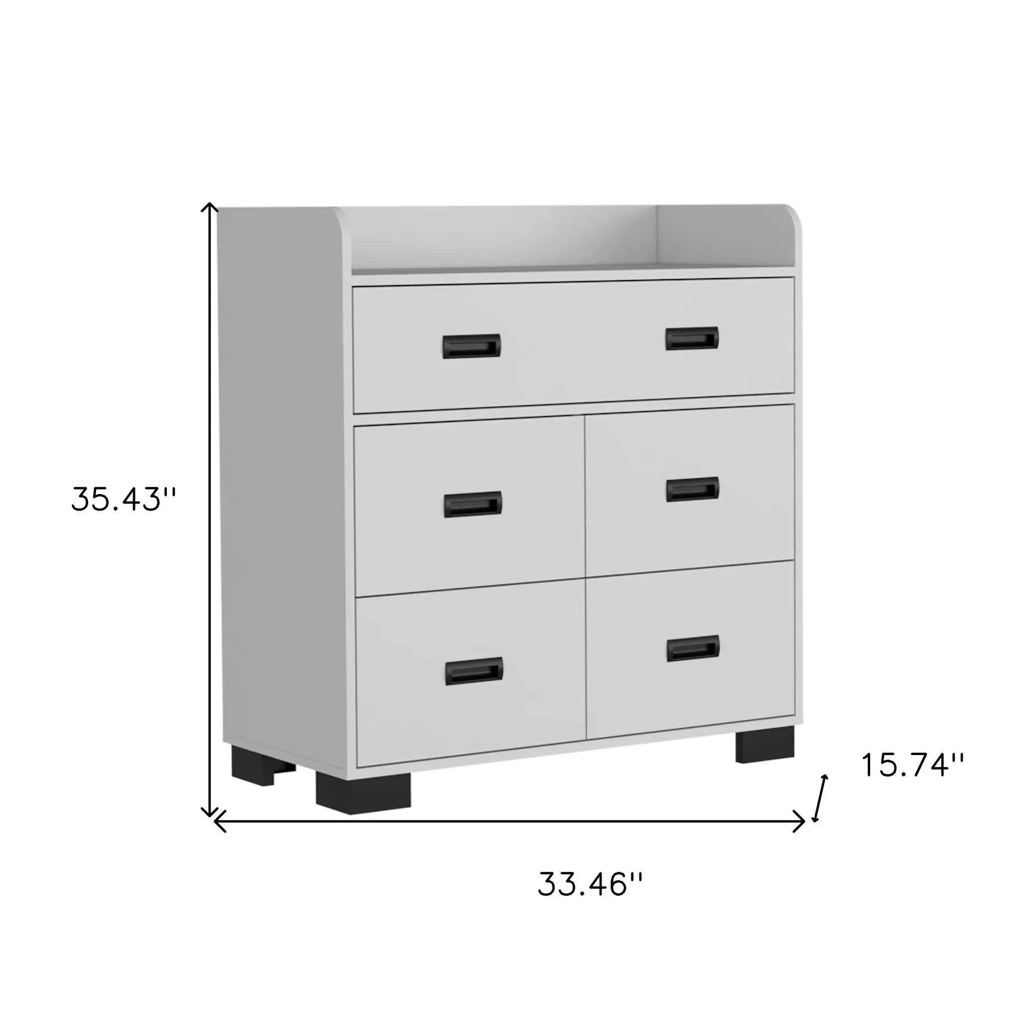33" White Five Drawer Dresser Homeroots Bed & Bath