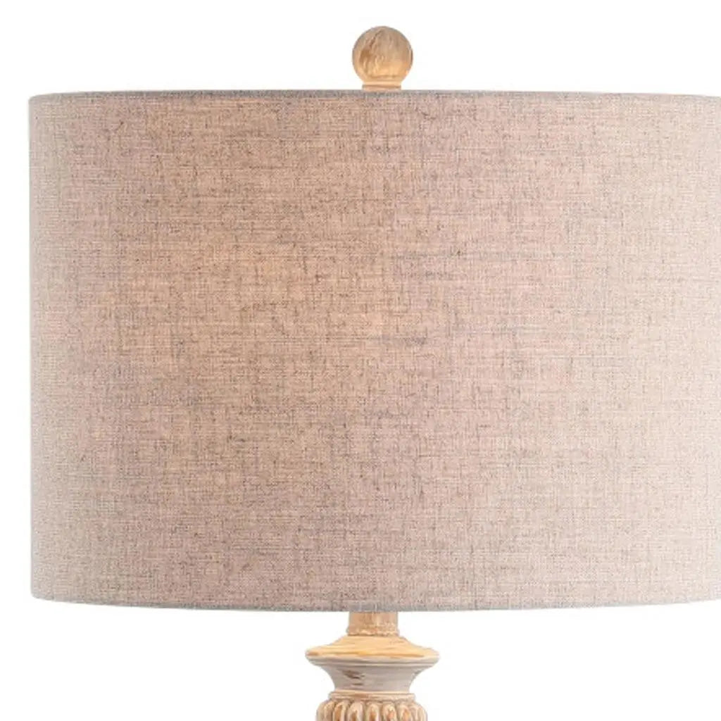 33" White Table Lamp With Drum Shade Homeroots Lighting