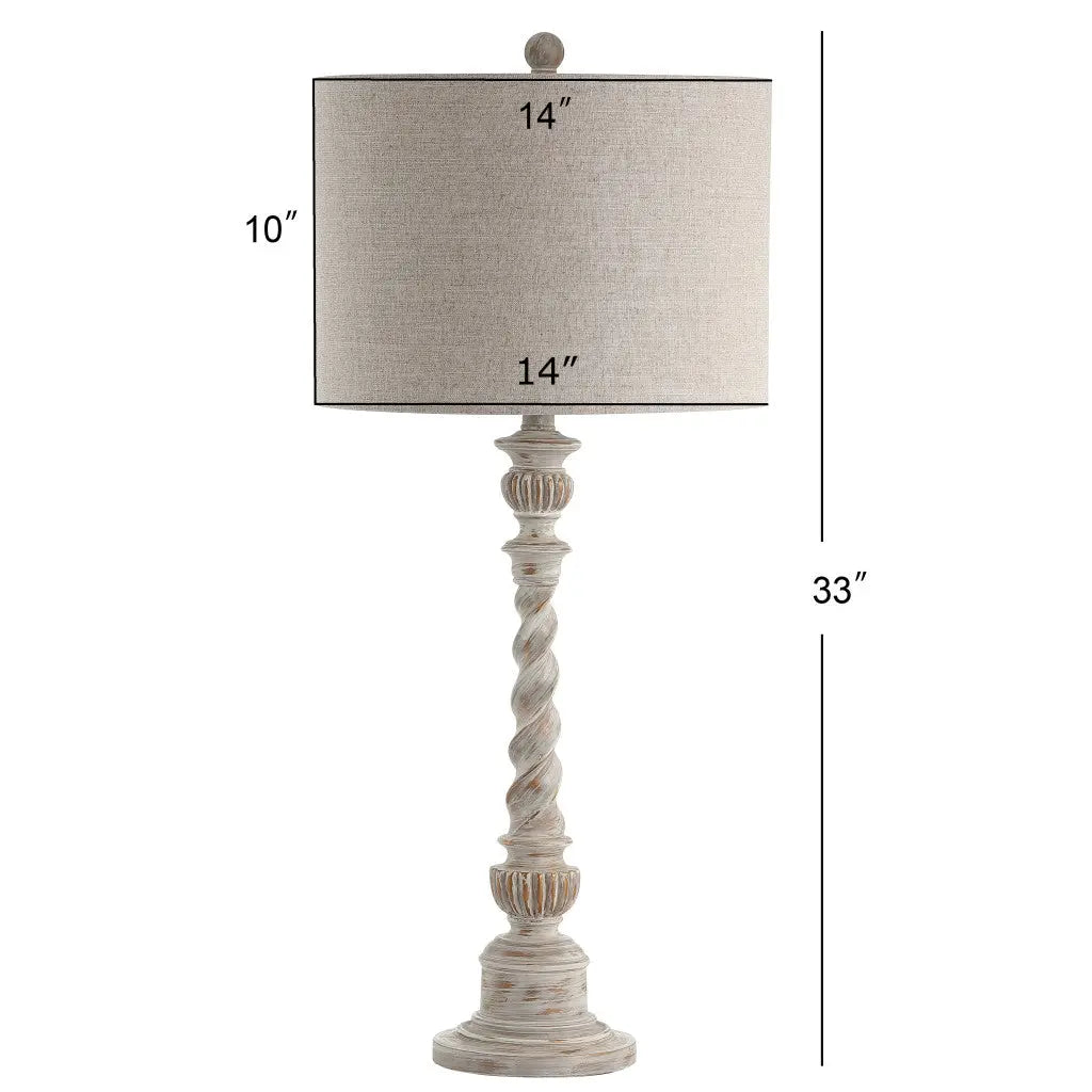 33" White Table Lamp With Drum Shade Homeroots Lighting