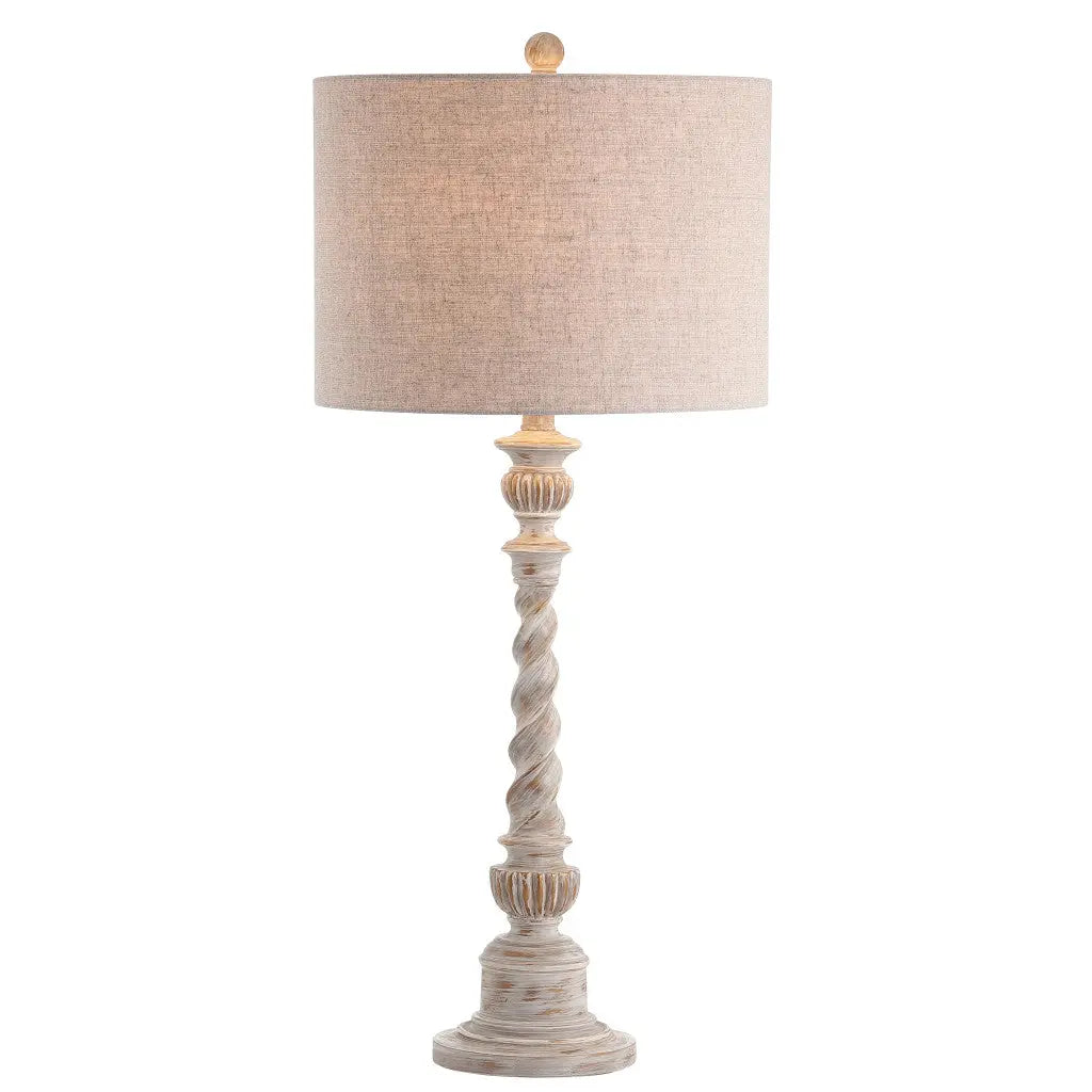 33" White Table Lamp With Drum Shade Homeroots Lighting