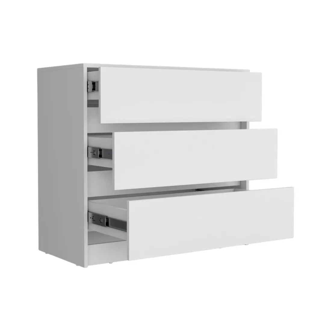 33" White Three Drawer Dresser Homeroots Bed & Bath