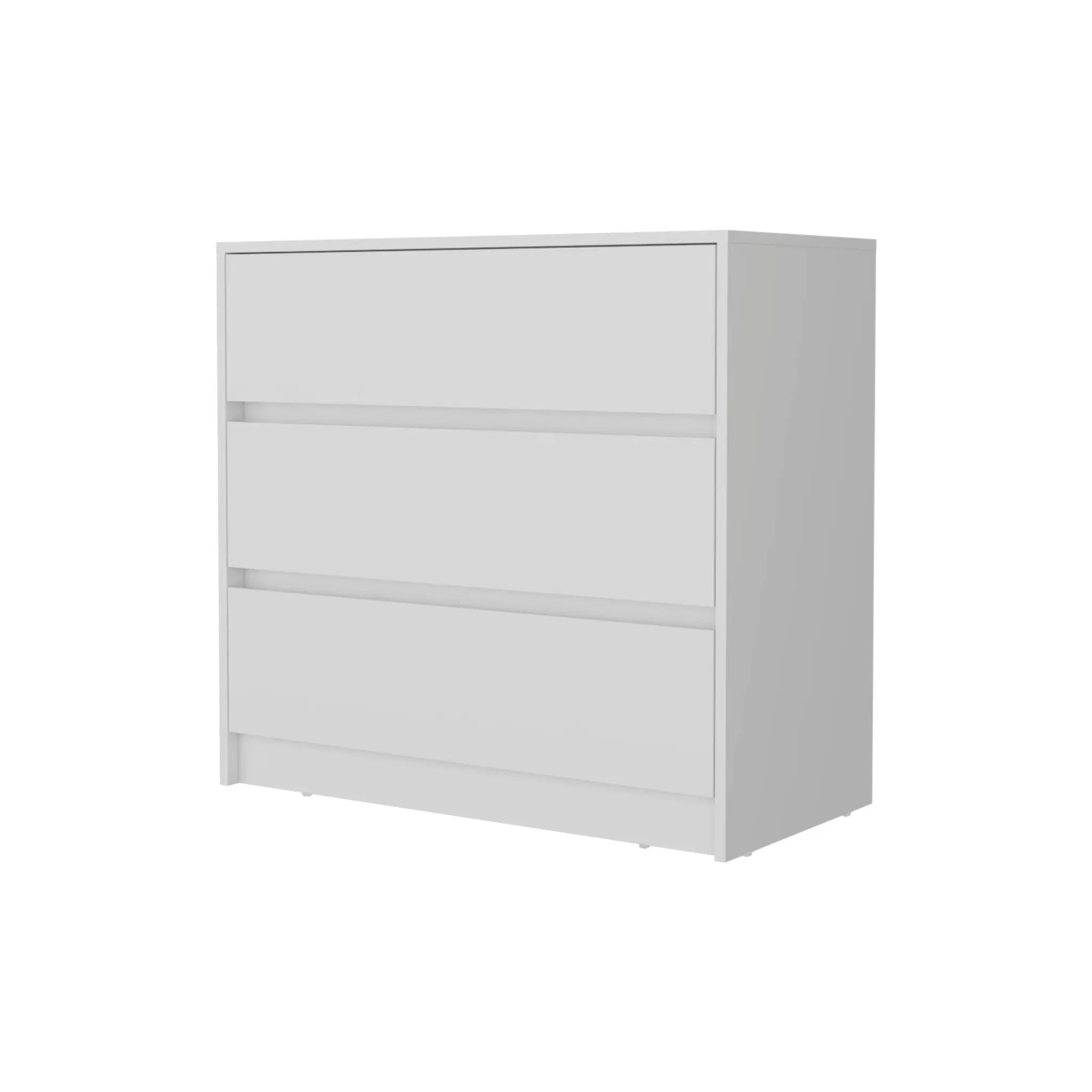33" White Three Drawer Dresser Homeroots Bed & Bath