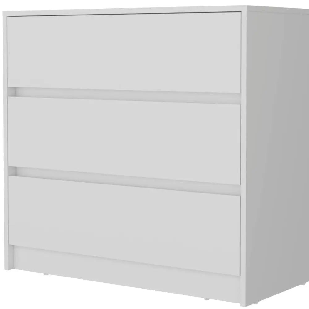 33" White Three Drawer Dresser Homeroots Bed & Bath