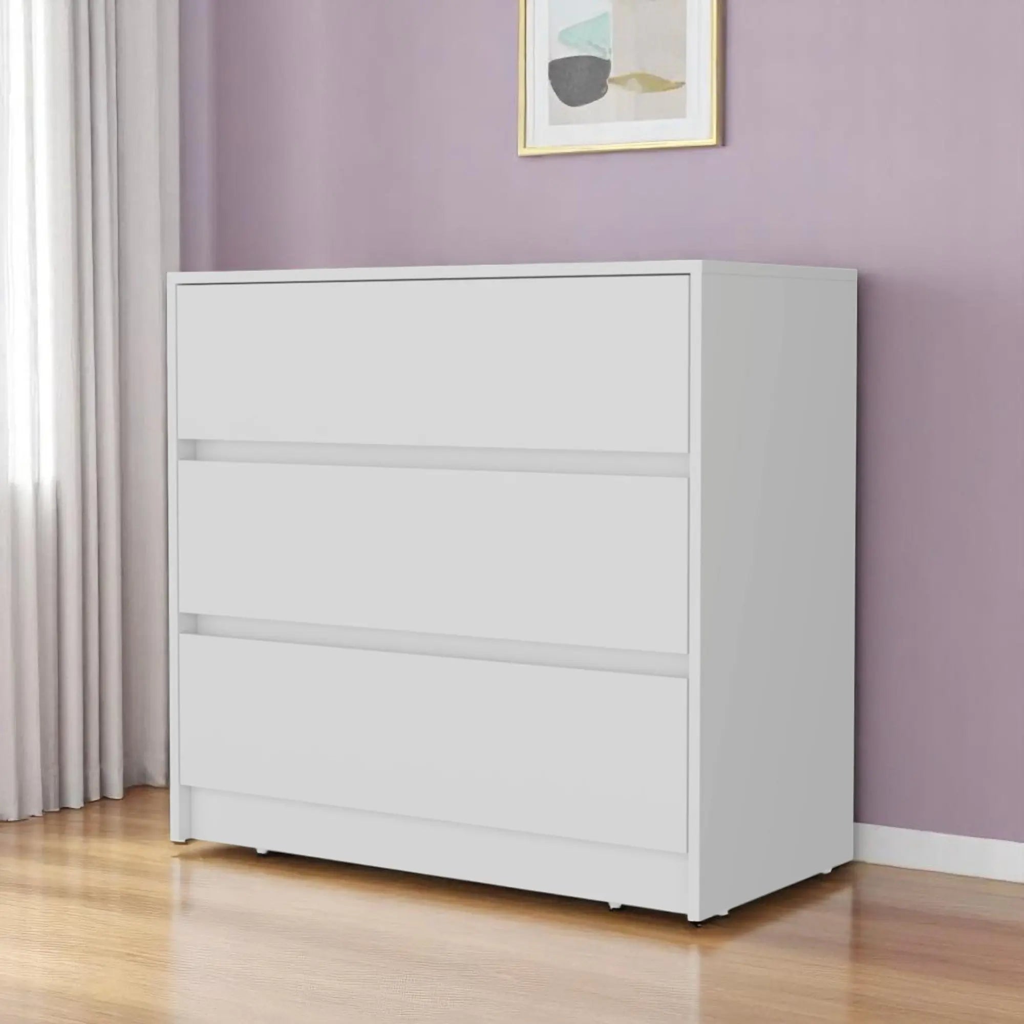33" White Three Drawer Dresser Homeroots Bed & Bath