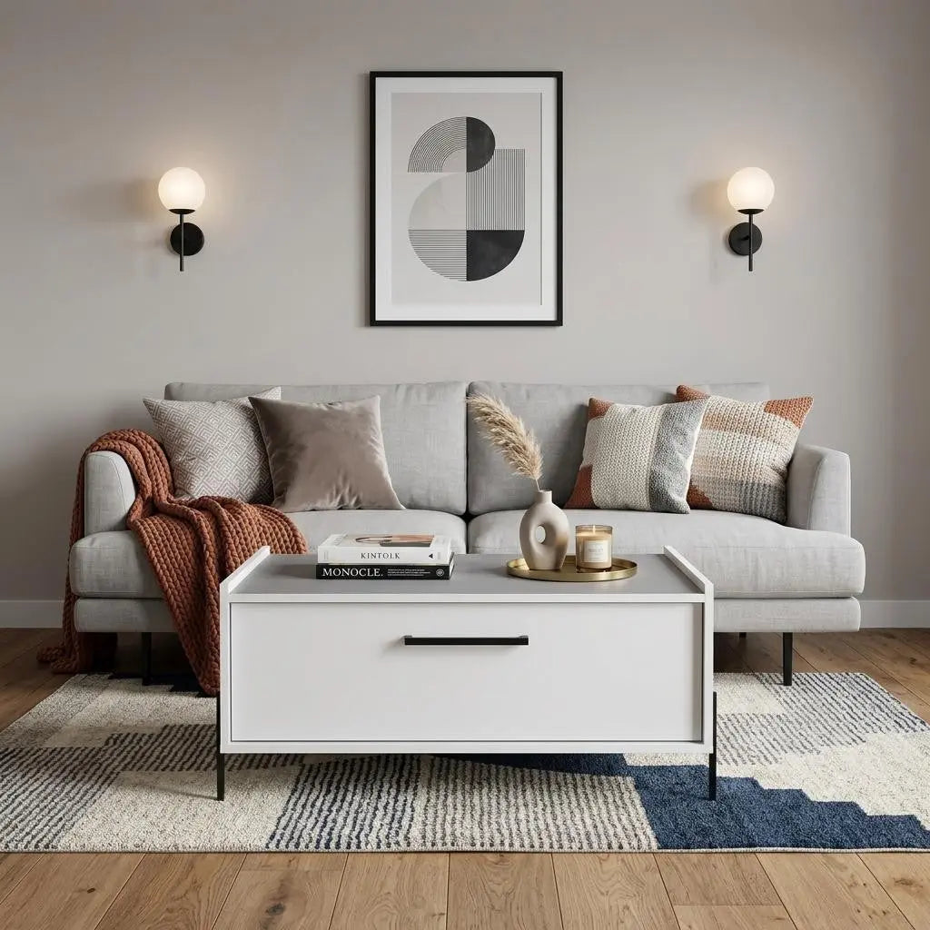 33" White Wood Pedestal Coffee Table Homeroots Living Room