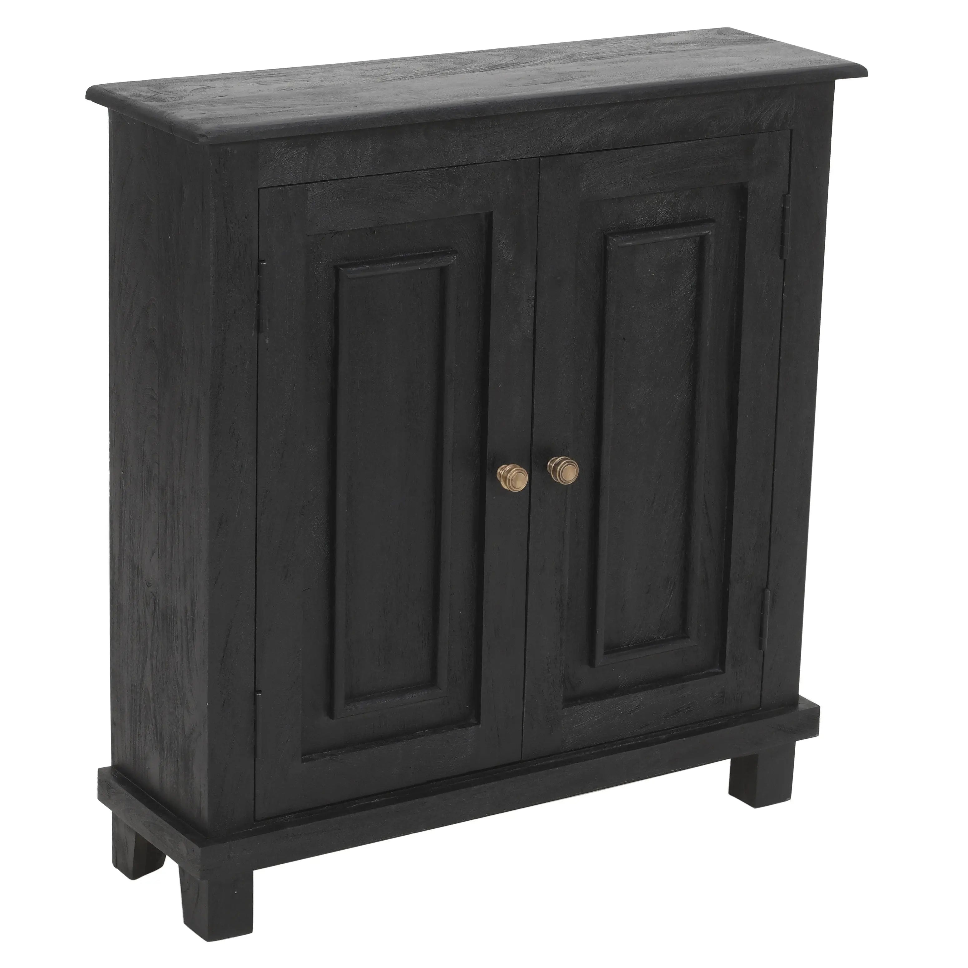 34" Black Distressed Solid Wood Sideboard with Two Doors Homeroots Kitchen & Dining