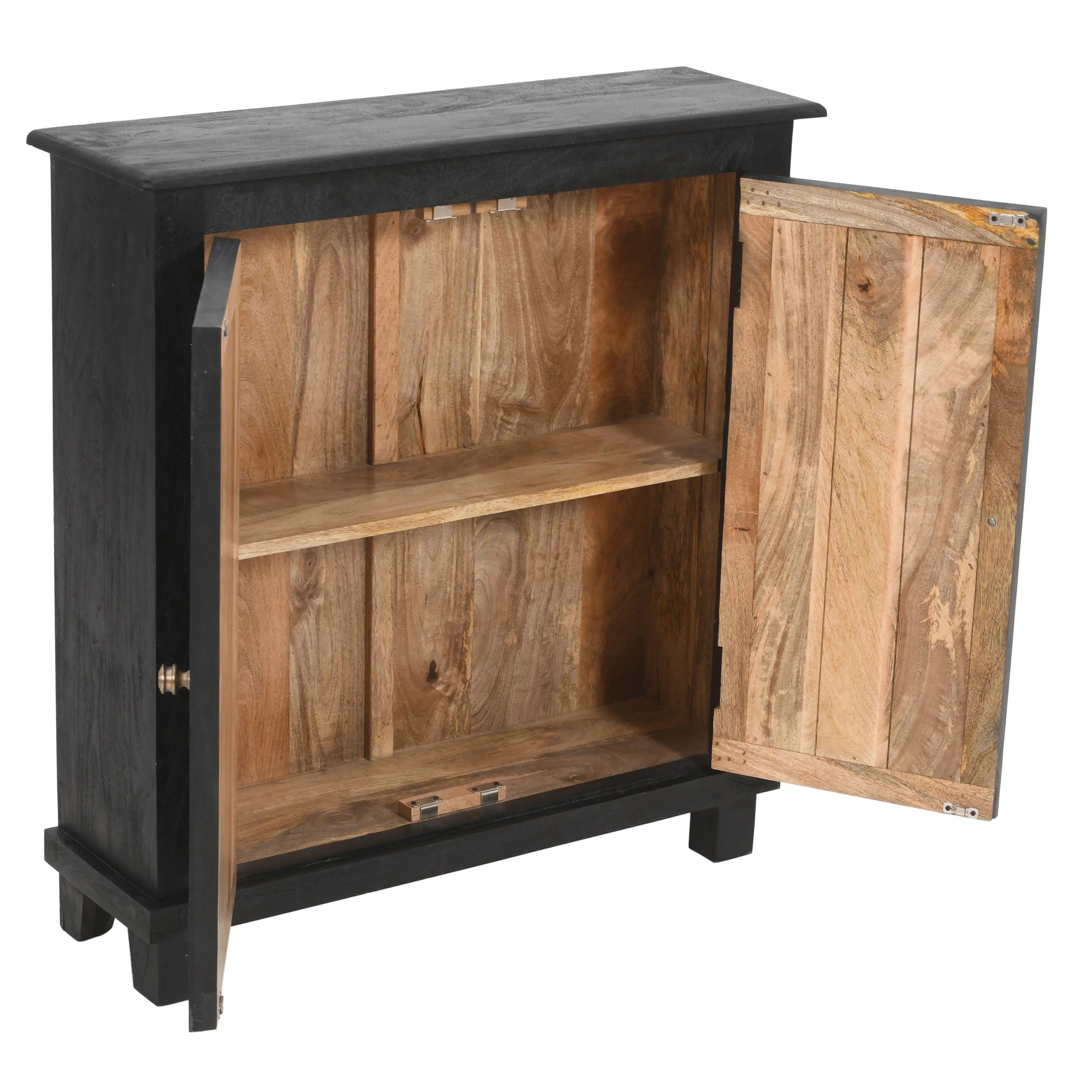 34" Black Distressed Solid Wood Sideboard with Two Doors Homeroots Kitchen & Dining