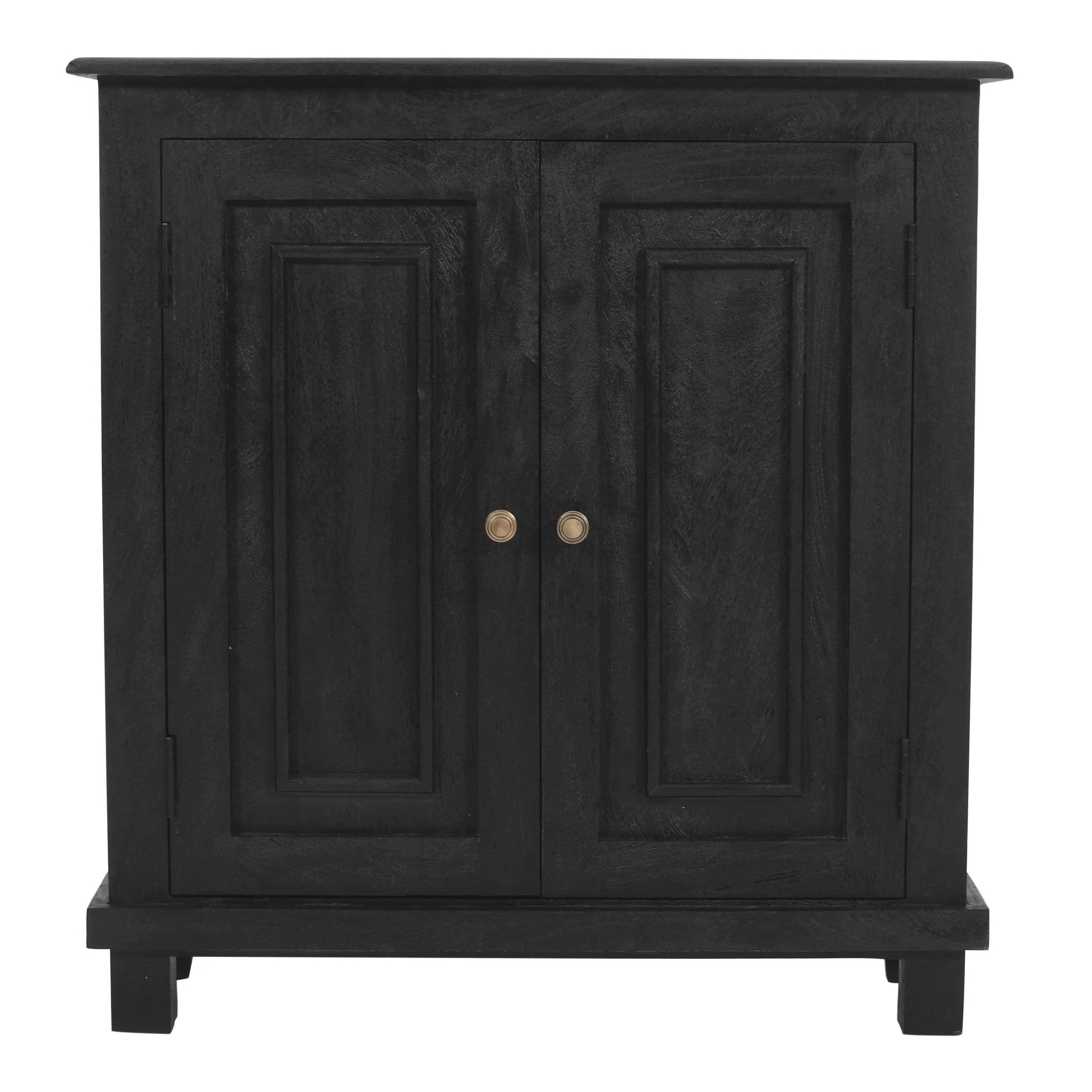 34" Black Distressed Solid Wood Sideboard with Two Doors Homeroots Kitchen & Dining