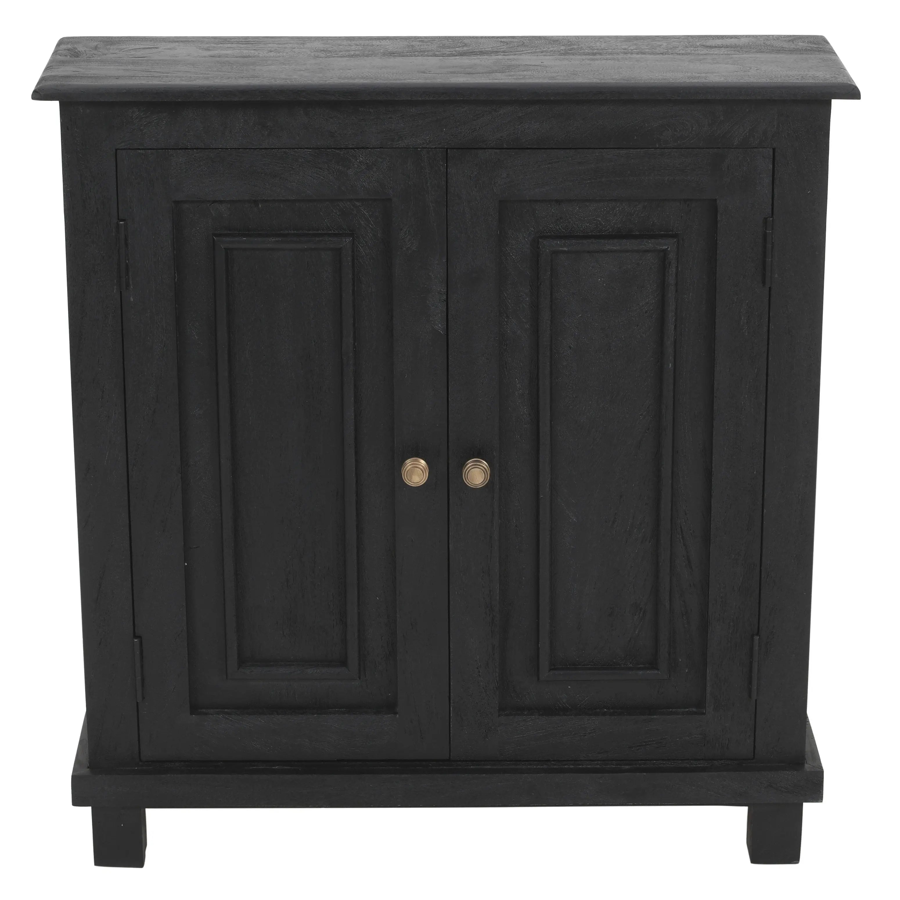 34" Black Distressed Solid Wood Sideboard with Two Doors Homeroots Kitchen & Dining