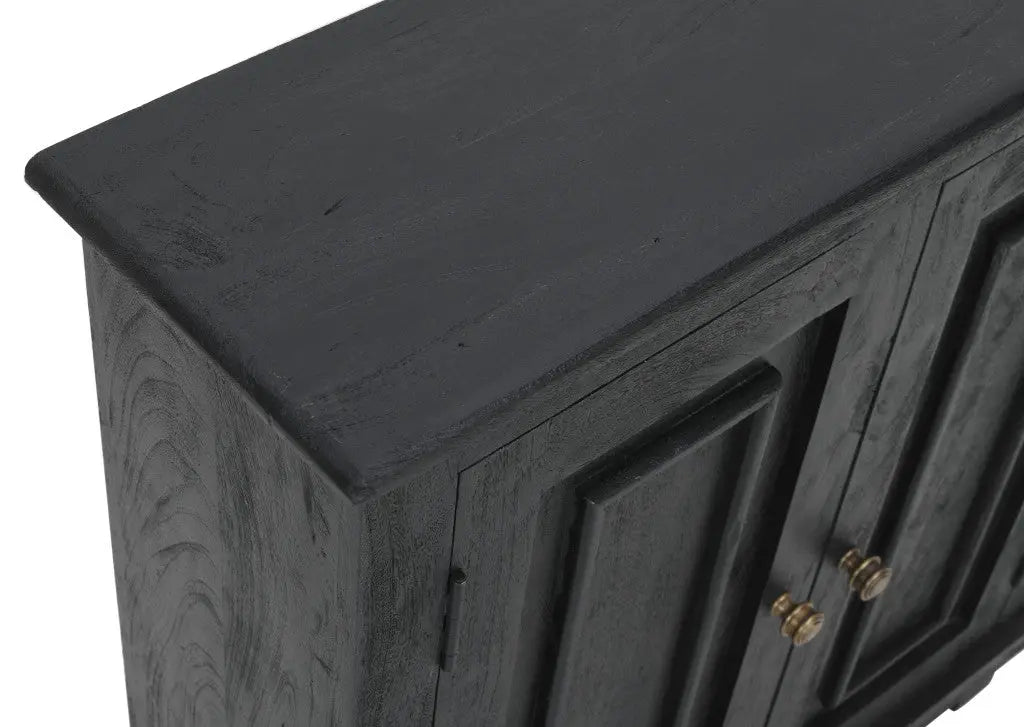 34" Black Distressed Solid Wood Sideboard with Two Doors Homeroots Kitchen & Dining