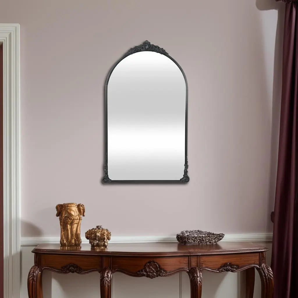 34" Black Metal Arch Accent Mirror Homeroots Bed & Bath