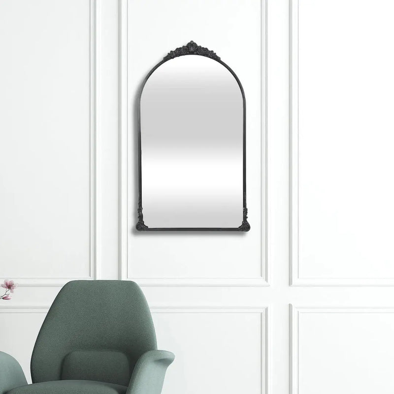 34" Black Metal Arch Accent Mirror Homeroots Bed & Bath