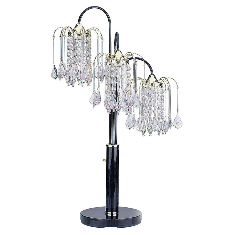 34" Black Metal Three Light Chandelier Table Lamp Homeroots Lighting