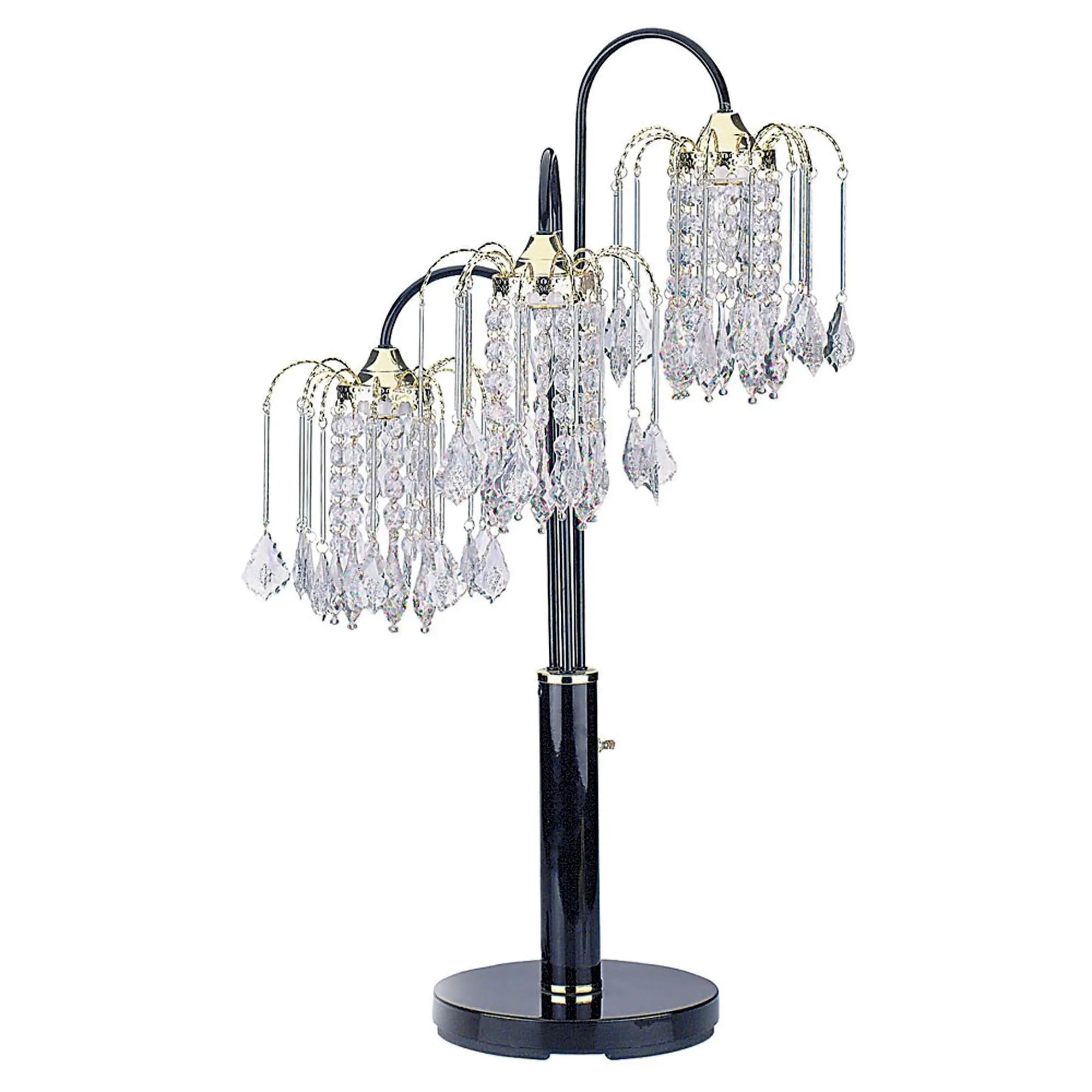 34" Black Metal Three Light Chandelier Table Lamp Homeroots Lighting